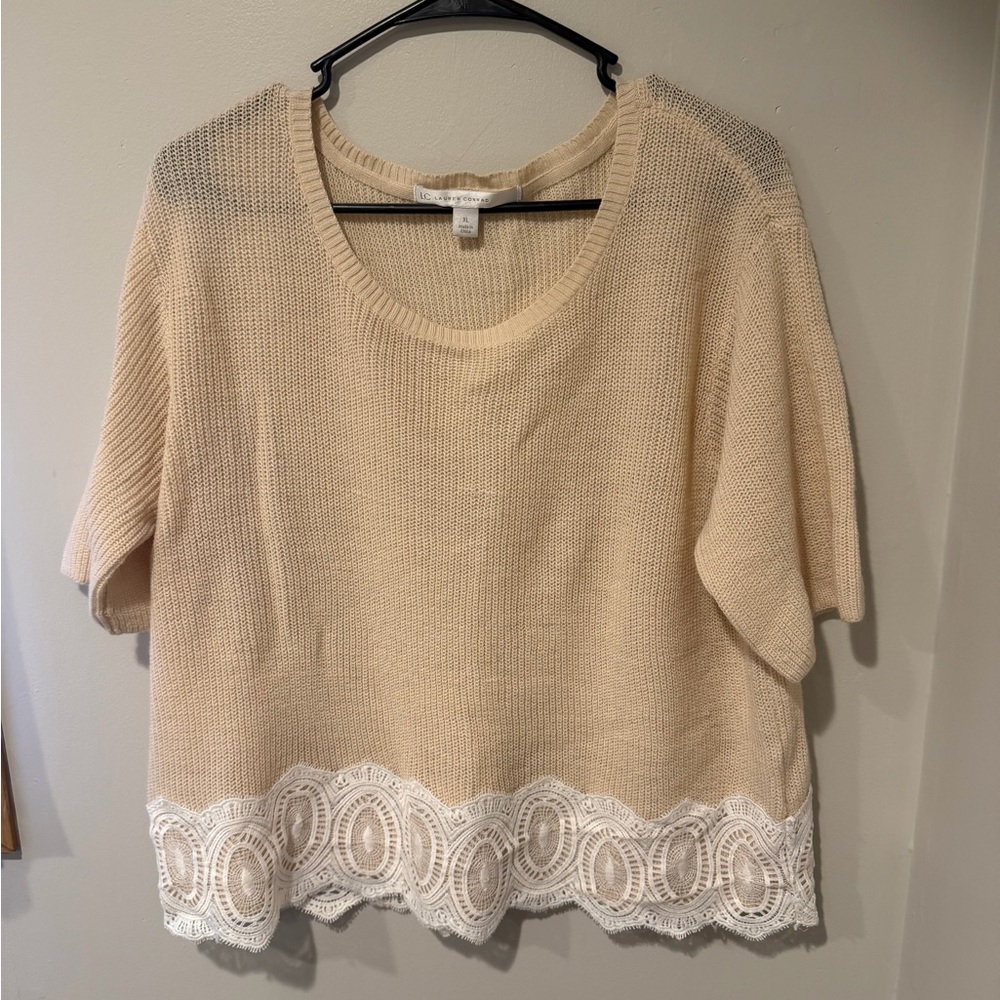 LC Lauren Conrad Cream Knit Sweater